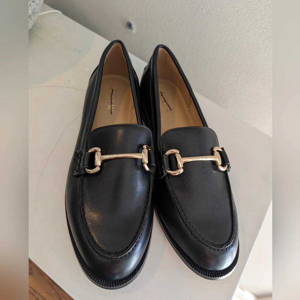 J. Crew Black Leather Horsebit Loafers Size 7 - Picture 3 of 7